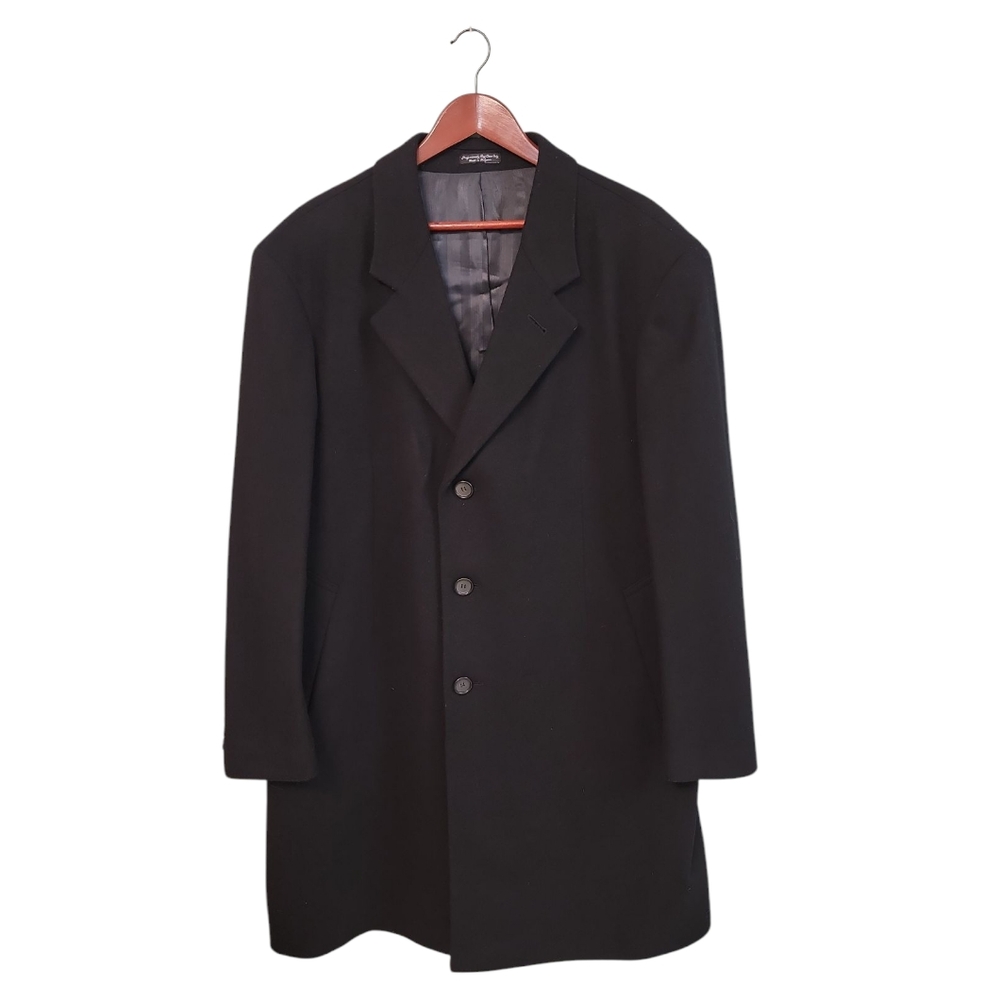 Jean Paul Germain Paris Wool Recycled Cashmere Mens Black Peacoat Size 48R‎